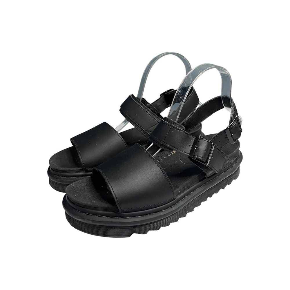 Dr. Martens Voss Black Hydro Leather Platform Sandals Womens 9 Adjustable Straps